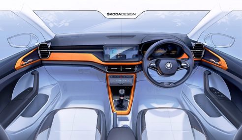 Upcoming Skoda Kushaq interior sketch revealed