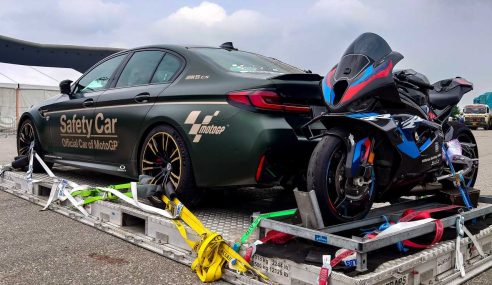 Safety car and bike arrive at Buddh International Circuit ahead of IndianOil MotoGP Grand Prix of India